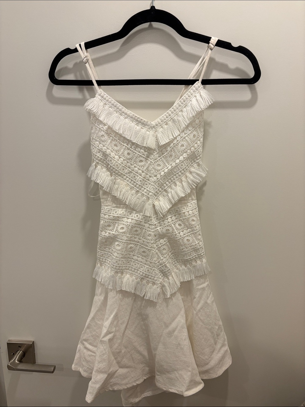 White Boho Tiered Mini Dress
